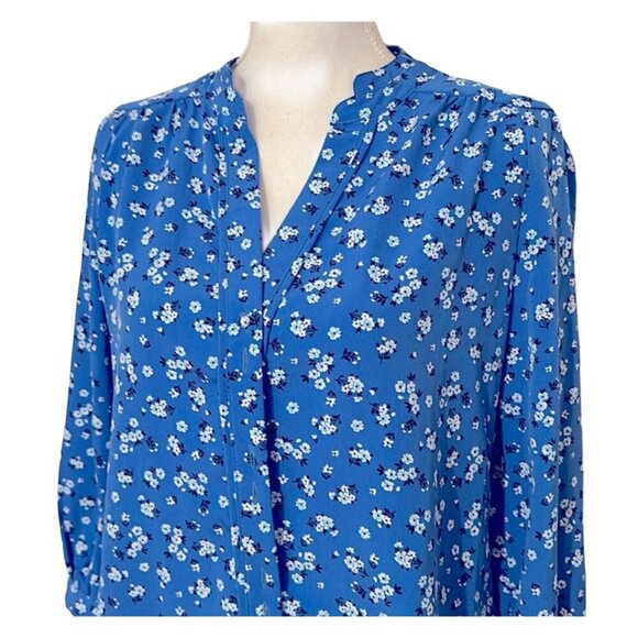 Karl Lagerfeld Womens Blouse Floral Blue Button Down Long Sleeve, Size M, NWT - Picture 3 of 6